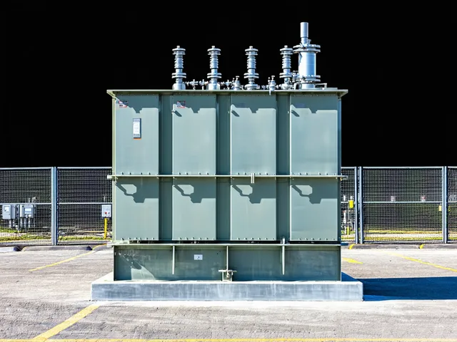 Single-phase step voltage regulator mounted in distribution substation yard