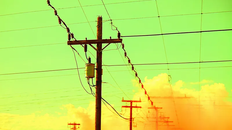 Distribution transformer on a hot summer day