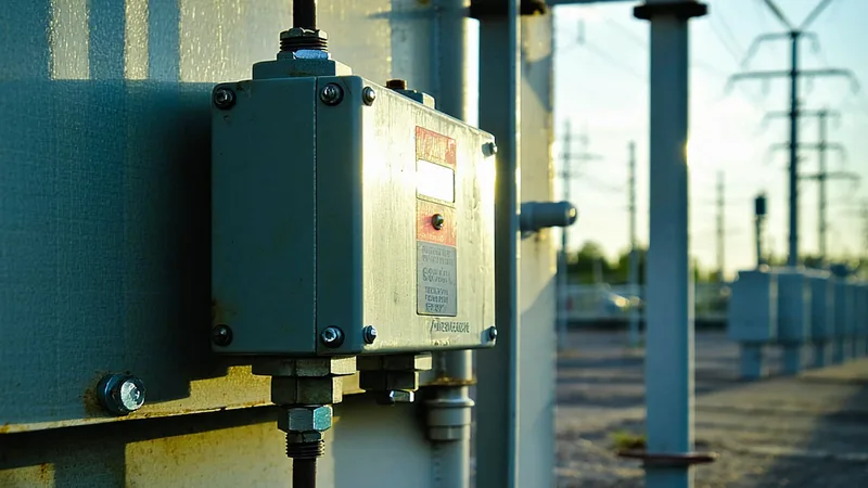 Vibration sensor mounted on distribution transformer casing
